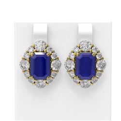 16.62 ctw Sapphire & Diamond Earrings 18K Yellow Gold