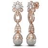 Image 2 : 6.87 ctw Diamond & Pearl Earrings 18K Rose Gold