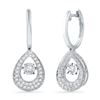 Image 1 : 10kt White Gold Womens Round Diamond Teardrop Moving Twinkle Dangle Earrings 1/2 Cttw