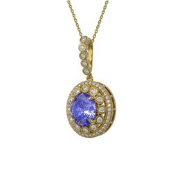 7.01 ctw Tanzanite & Diamond Victorian Necklace 14K Yellow Gold