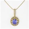 Image 2 : 7.01 ctw Tanzanite & Diamond Victorian Necklace 14K Yellow Gold
