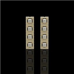 4.01 ctw Princess Cut Diamond Micro Pave Earrings 18K Yellow Gold