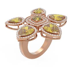 11.45 ctw Canary Citrine Diamond Ring 18K Rose Gold