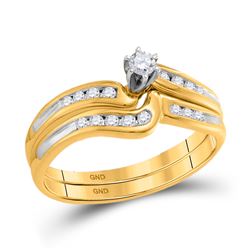 10kt Yellow Gold Womens Round Diamond Bridal Wedding Engagement Ring Band Set 1/4 Cttw