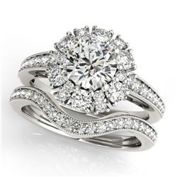 2.44 ctw Certified VS/SI Diamond 2pc Wedding Set Halo 14k White Gold