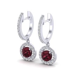 1.75 ctw Garnet & Micro VS/SI Diamond Certified Earrings 18k White Gold