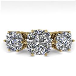 2.0 ctw Past Present Future VS/SI Cushion Diamond Ring 18k Yellow Gold