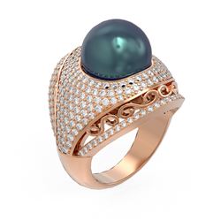 2.5 ctw Diamond & Pearl Ring 18K Rose Gold