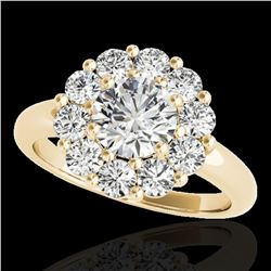 2.09 ctw Certified Diamond Solitaire Halo Ring 10k Yellow Gold