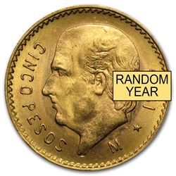 Mexico Gold 5 Pesos AGW .1205 AU-BU (Random Year)