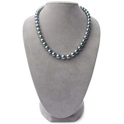 Dark Silver and Green Round Tahitian Pearl Necklace, 18", 8.4-10.9mm, AA+ Quality