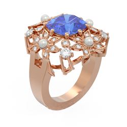 6.41 ctw Tanzanite & Diamond Ring 18K Rose Gold