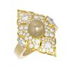 Image 3 : 1.66 ctw Diamond & Pearl Ring 18K Yellow Gold