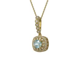 2.25 ctw Aquamarine & Diamond Victorian Necklace 14K Yellow Gold