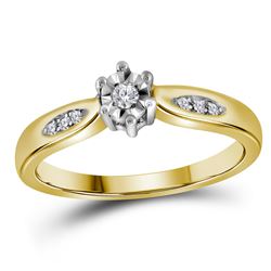 Yellow-tone Sterling Silver Womens Round Diamond Solitaire Bridal Wedding Engagement Ring