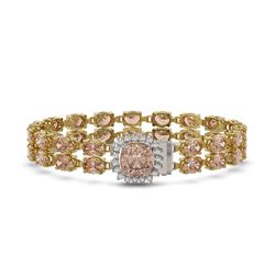 16.93 ctw Morganite & Diamond Bracelet 14K Yellow Gold