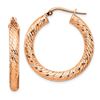 Image 1 : 14k Rose Gold Diamond-cut Round Hoop Earrings - 4x25 mm