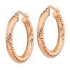 Image 2 : 14k Rose Gold Diamond-cut Round Hoop Earrings - 4x25 mm