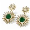 Image 3 : 6.8 ctw Emerald & Diamond Earrings 18K Yellow Gold