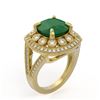 Image 2 : 6.47 ctw Certified Emerald & Diamond Victorian Ring 14K Yellow Gold