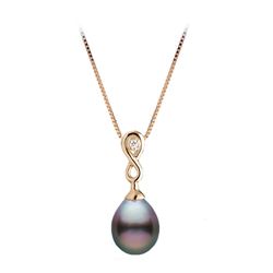 Tahitian Drop-Shape Pearl and Diamond Infinity Pendant