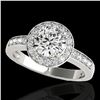 Image 1 : 1.4 ctw Certified Diamond Solitaire Halo Ring 10k White Gold