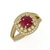 Image 1 : 2.69 ctw Certified Ruby & Diamond Victorian Ring 14K Yellow Gold