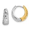 Image 1 : 14k Two-tone Textured Huggie Earrings