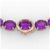 Image 1 : 175 ctw Amethyst & Diamond Micro Eternity Necklace 14k Rose Gold
