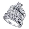 Image 1 : Sterling Silver His & Hers Round Diamond Cluster Matching Bridal Wedding Ring Band Set 1/3 Cttw