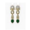 Image 1 : 8.66 ctw Emerald & Diamond Earrings 18K Yellow Gold