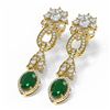 Image 3 : 8.66 ctw Emerald & Diamond Earrings 18K Yellow Gold