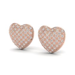 1.50 ctw Micro Pave VS/SI Diamond Heart Earrings 14k Rose Gold