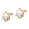 Image 2 : 14k Yellow Gold 4-5 mm Freshwater CZ Pearl Post Earrings - 64 mm