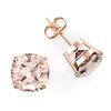Image 2 : 10 ctw Cushion Cut Morganite Designer Stud Earrings 14k Rose Gold