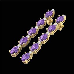 15.47 ctw Amethyst & VS/SI Certified Diamond Tennis Earrings 10k Yellow Gold