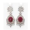Image 1 : 16.04 ctw Ruby & Diamond Earrings 18K Rose Gold