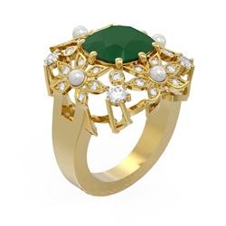 6.16 ctw Emerald & Diamond Ring 18K Yellow Gold