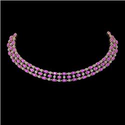 53.09 ctw Amethyst & Diamond Necklace 10K Rose Gold