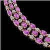 Image 3 : 53.09 ctw Amethyst & Diamond Necklace 10K Rose Gold