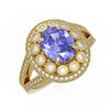 Image 1 : 4.76 ctw Certified Tanzanite & Diamond Victorian Ring 14K Yellow Gold