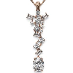 2.2 ctw Oval Cut Diamond Designer Necklace 18K Rose Gold