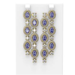 20.40 ctw Tanzanite & Diamond Earrings 18K Yellow Gold