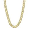 Image 1 : 10kt Yellow Gold Mens Round Diamond Cuban Link Chain Necklace 13-1/5 Cttw