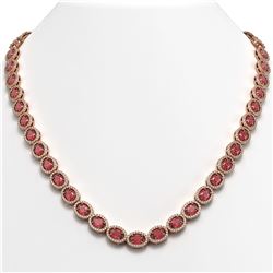 31.1 ctw Tourmaline & Diamond Micro Pave Halo Necklace 10k Rose Gold