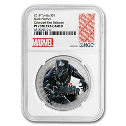 2018 Tuvalu 1 oz Silver Black Panther Proof PF-70 NGC