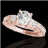 Image 1 : 1.38 ctw Certified Diamond Solitaire Antique Ring 10k Rose Gold