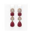 Image 1 : 12.5 ctw Ruby & Diamond Earrings 18K Rose Gold