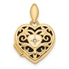 Image 1 : 14k Yellow Gold Polished Filigree Diamond Heart Locket - 15 mm