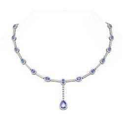 15.31 ctw Tanzanite & Diamond Necklace 18K White Gold